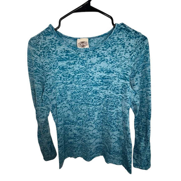 Rod's Tops - Rods Western Wear Blue Marble Wash Thin Fitted Long Sleeve Shirt